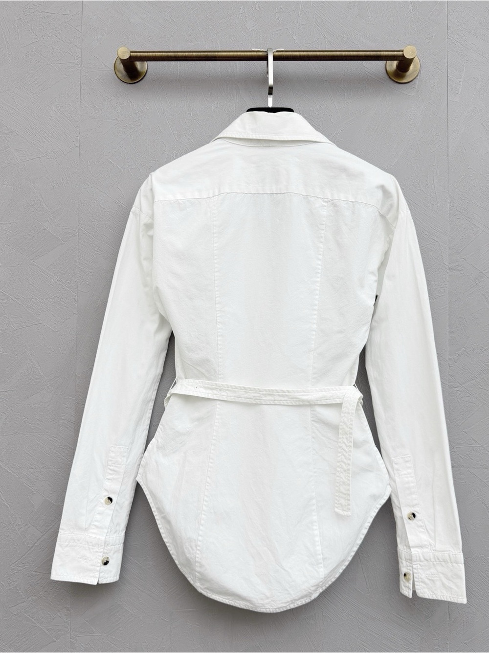🚩steal Bottega Veneta White Cotton Utility Jacket with Detachable Waist Strap - Picture 3 of 7